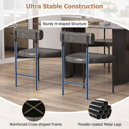 Faux Leather Upholstered Kitchen Side Chair with Curved and Padded Backrest