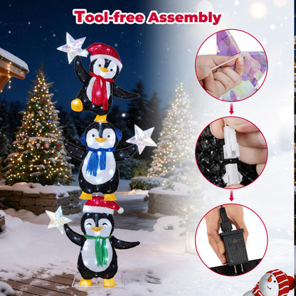 180 cm Light Up Penguin Tower Christmas Decoration