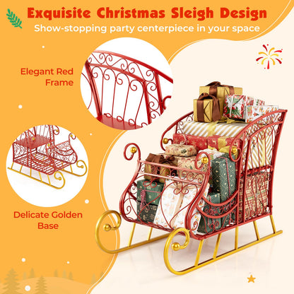 Metal Christmas Santa Sleigh Basket 2-Tier Xmas Santa’s Gift Storage Sleigh