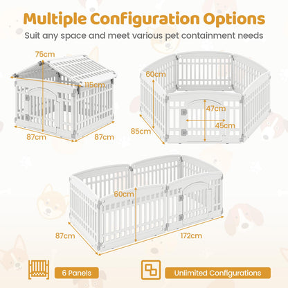 6-Panel 60cm Plastic Dog Playpen for Medium and Small Dogs