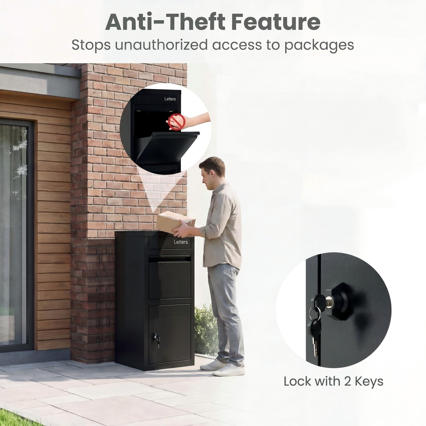GiantexUK Outdoor Parcel Delivery Box, Large Galvanized Steel Parcel Drop Box with Anti-Theft Design