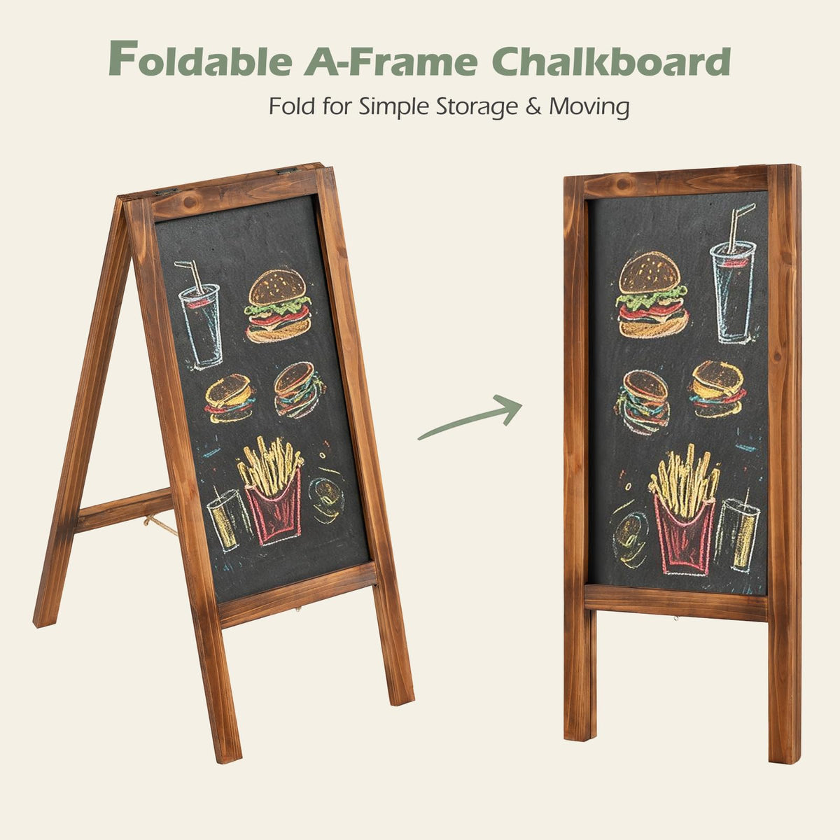 70 ×31 cm Foldable A-Frame Chalk Board Sign