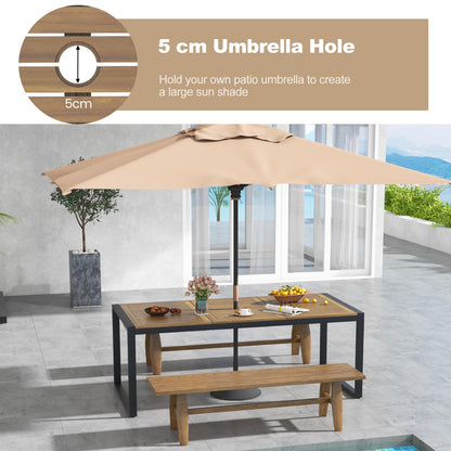 8-Person Outdoor Acacia Wood Dining Table Rectangular Patio Table