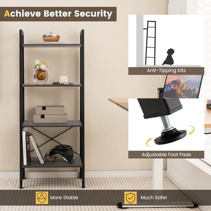 4-Tier Bookshelf with Metal Frame