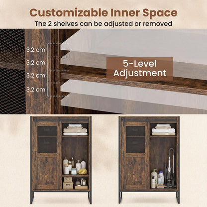 Storage Cabinet with Sliding Door & 5 Drawers