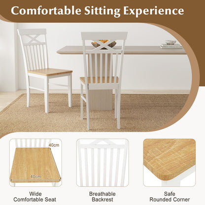 Farmhouse Dining Chair Set of 2 Wooden Kitchen Chair with Rubber Wood Frame