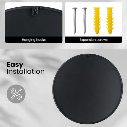 Black Round Mirror Wall Mounted Matte Metal Framed Mirror