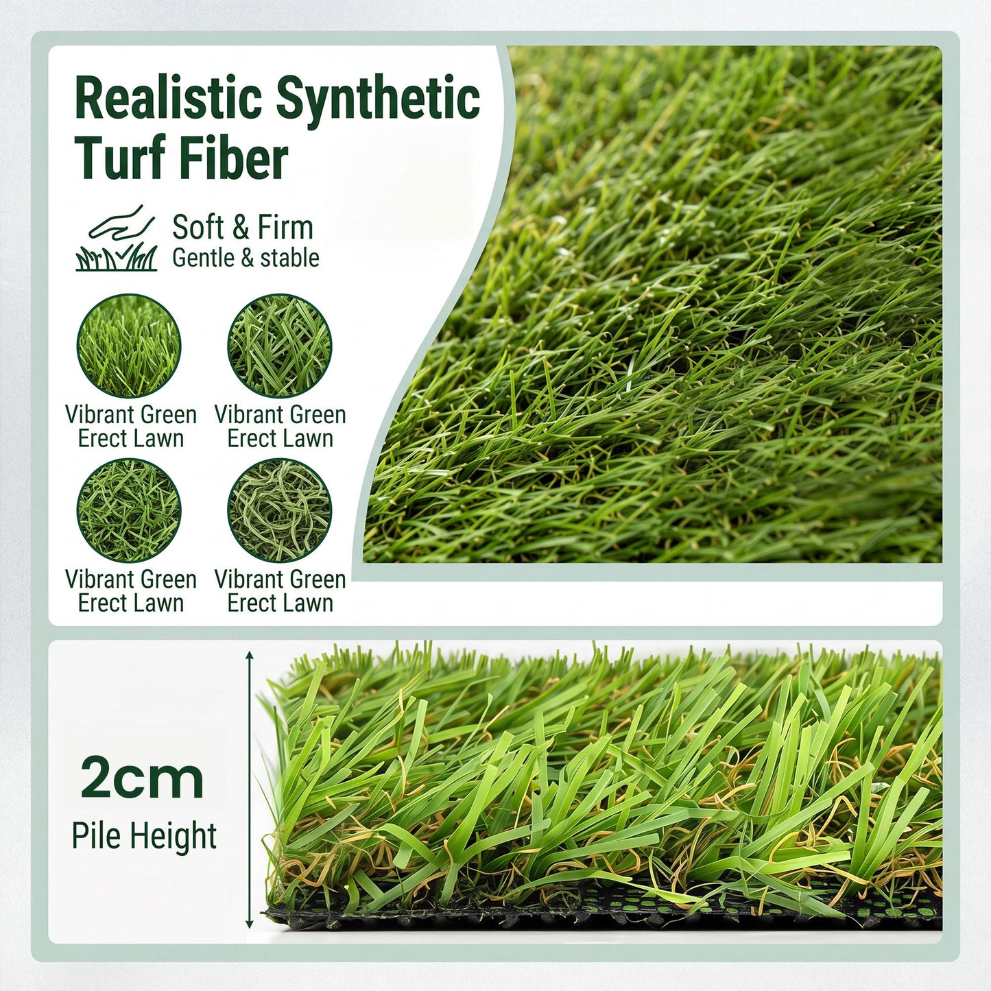 GiantexUK 5M x 1M Artificial Grass, 7/20 mm Pile Height Fake Grass Turf