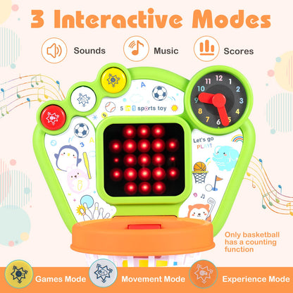 Basketball Hoop Set, 5 in 1 Toddler Basketball Bowling Baseball Soccer Golf Activity Center