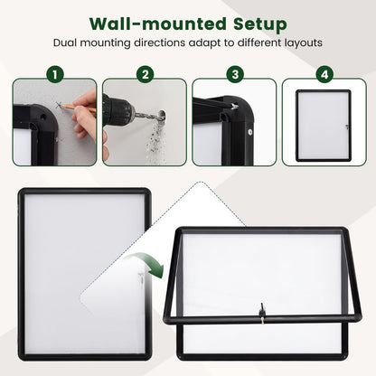 66 x 51 cm Enclosed Bulletin Board with Locking Door and Aluminum Alloy Frame