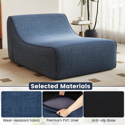 Inflatable Lounge Chair Ergonomic Blow Up Lazy Sofa with Detachable Cover and Anti-Slip Base