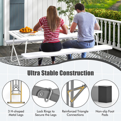 182 cm Portable Folding Plastic Bench Seat with Carry Handle