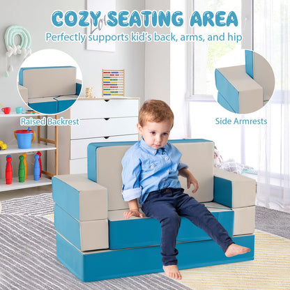 8-Piece Climb and Crawl Foam Set 4 in 1 Convertible Children Soft Play Blocks
