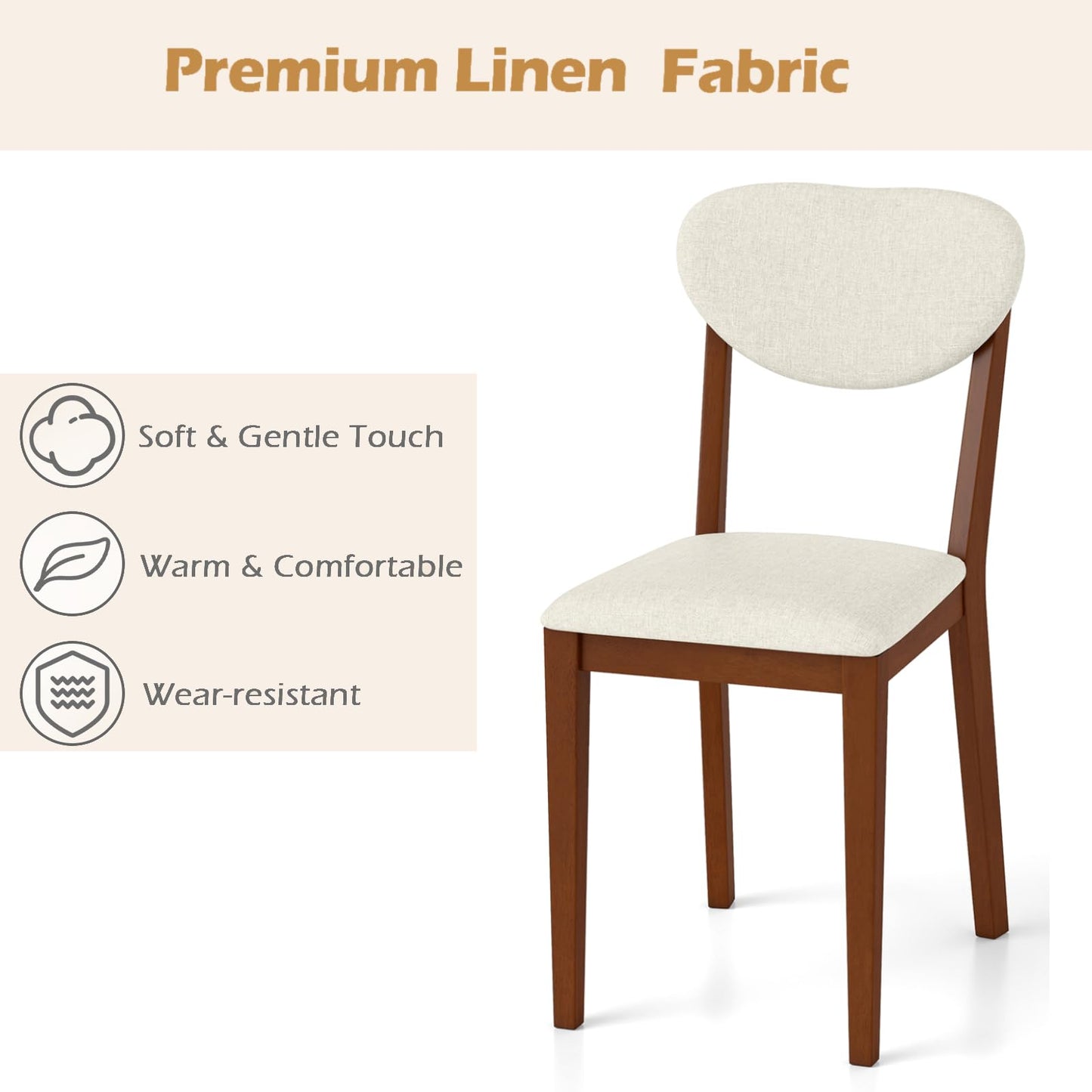 Set of 2 Sherpa Dining Chairs with Rubber Wood Legs