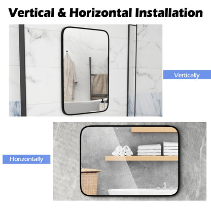 Rectangle Bathroom Mirror with Shatter-Proof Film and Expansion Screws
