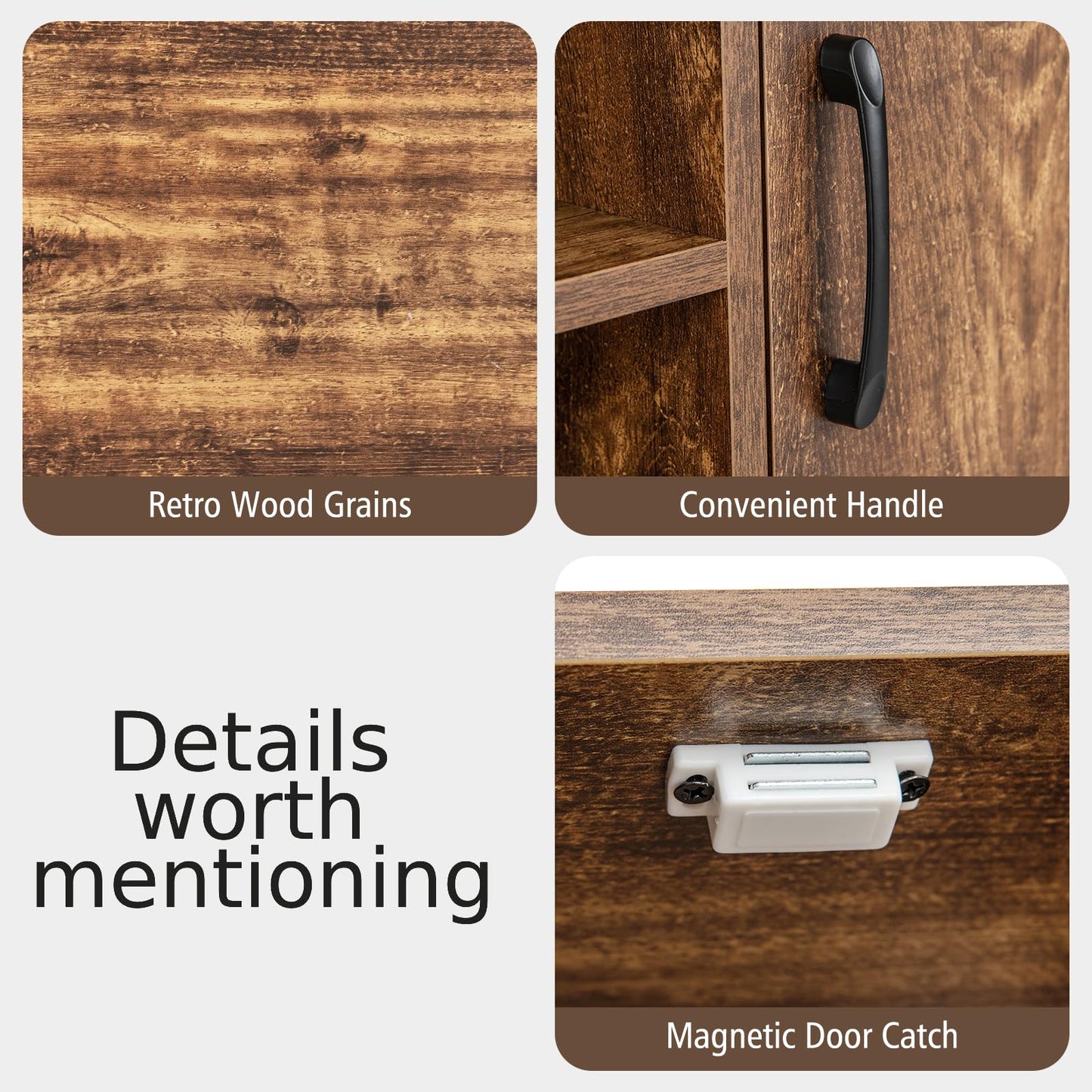 Sideboard Buffet Cabinet with Wine Racks and Storage Shelves