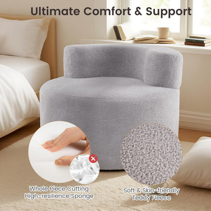 Bean Bag Chair with Soft Teddy Fleece and Curved Backrest