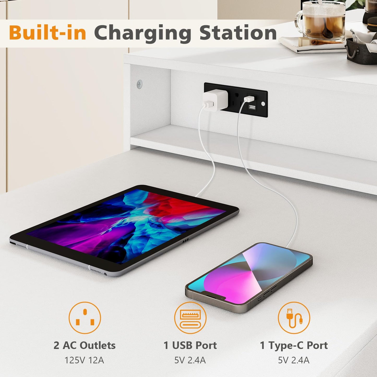180cm Kitchen Island on Wheels with Extendable Table & Power Outlet
