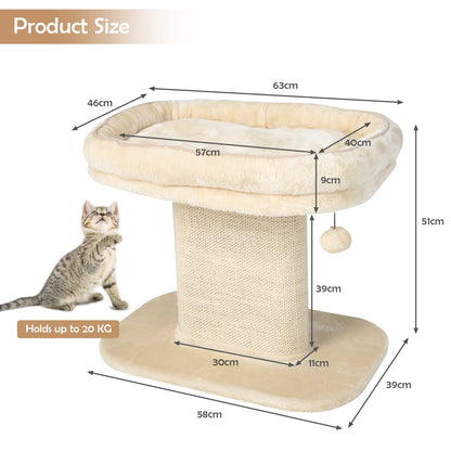 2-Tier Cats Tower with Sisal Scratching Panel Scratcher and Jingling Toy