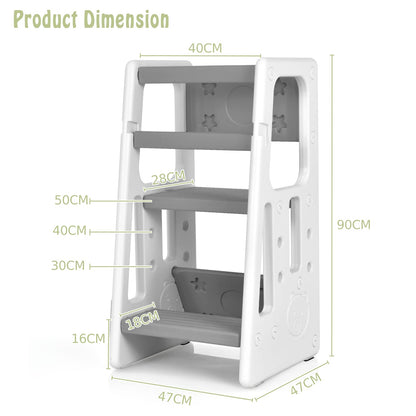 Height Adjustable Toddlers Kitchen Helper Stand with Double Safety Rails