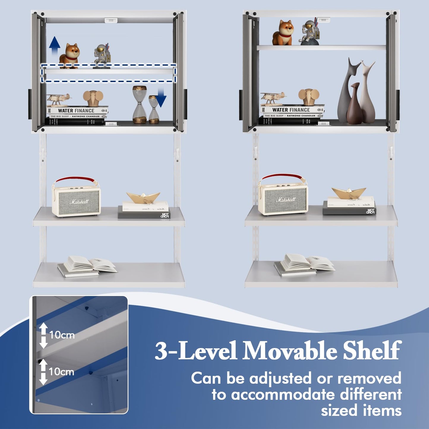 Metal Wall Cabinet with Lock and 3 Adjustable Shelves