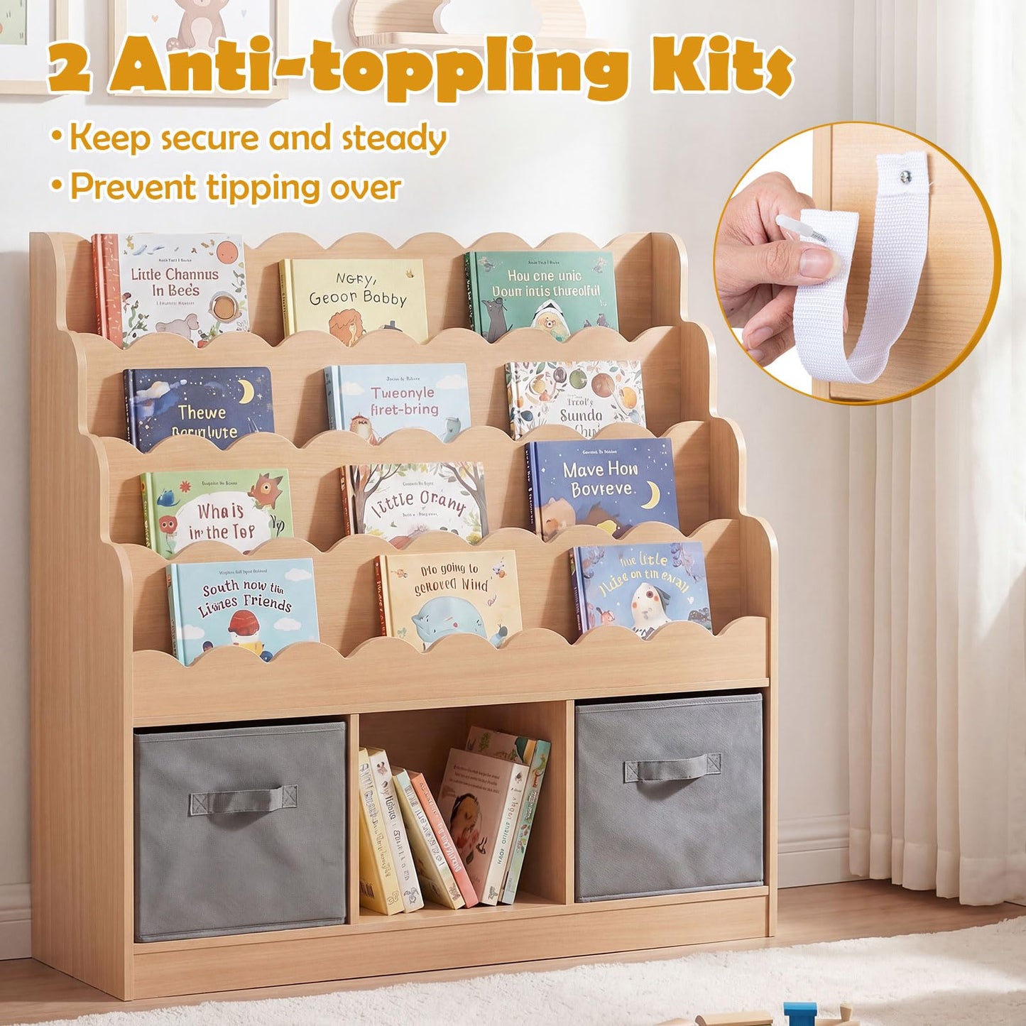 Kids Bookcase, Children Storage Shelf
