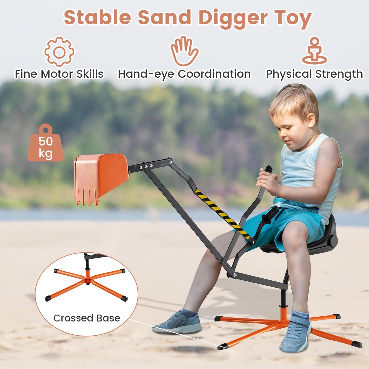 Children Construction Excavator with 2-Handed Controls & 360° Rotatable Function