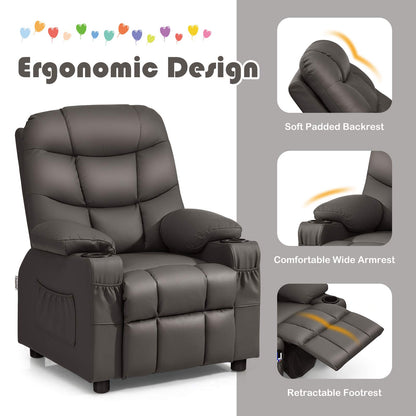 PU Leather Upholstered Children Armchair Sofa with Footrest