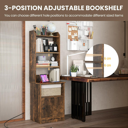 6-Tier Nightstand with Charging Station Bedside Tables Tall Night Stands