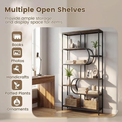 8-Tier Bookshelf Tall Etagere Bookcase with Open Storage Shelves