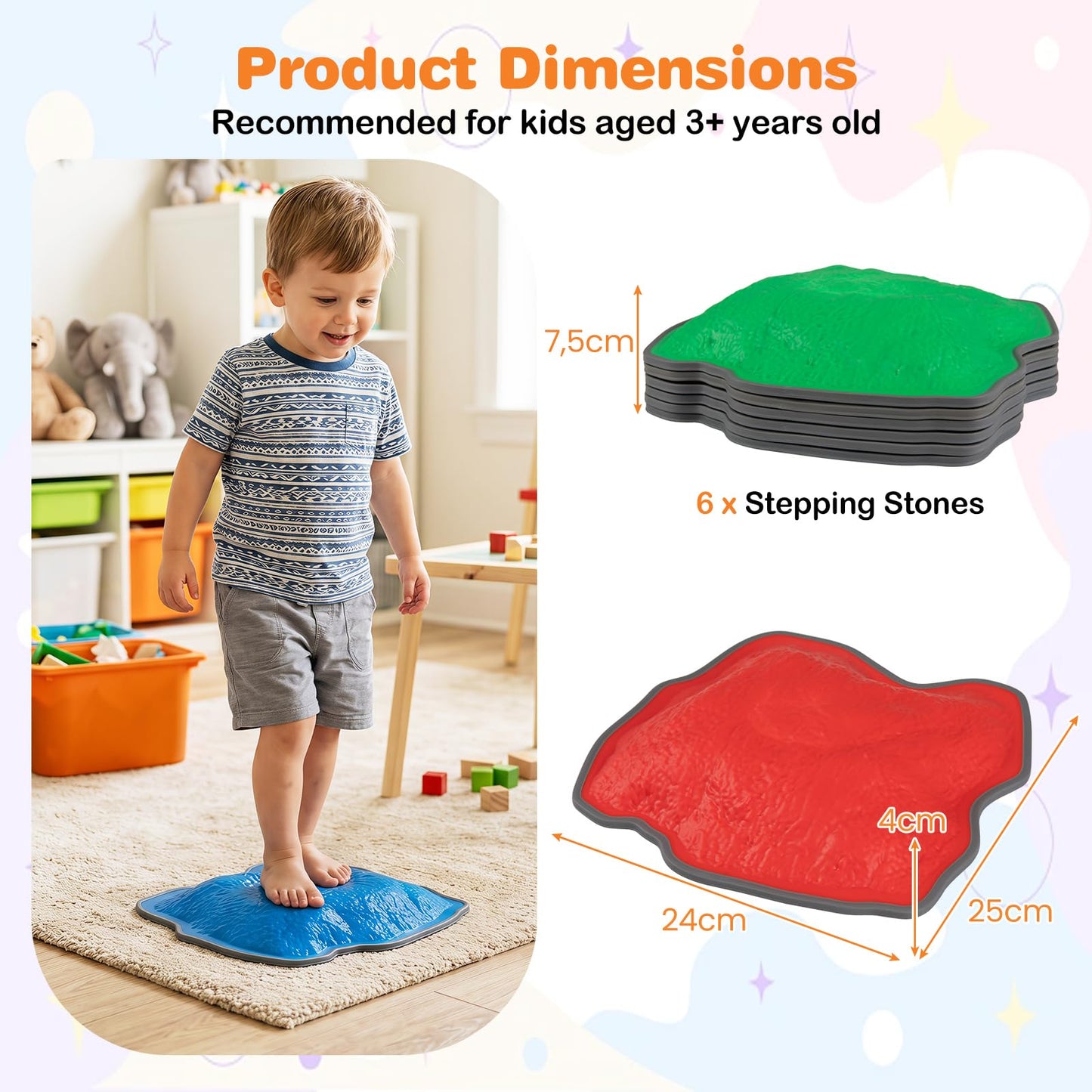 Kids Stepping Stones, Stackable Balance Blocks