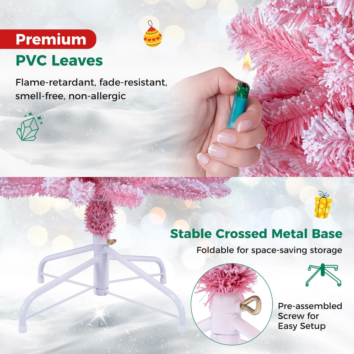 Pre-Lit Artificial Christmas Tree, Slim Pencil Xmas Tree