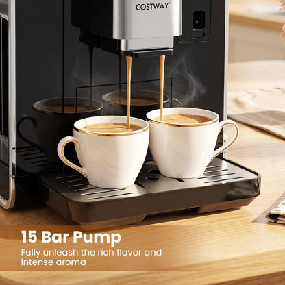 All-in-One Grind and Brew Coffee Maker with Milk Frother and Auto Self-Cleaning