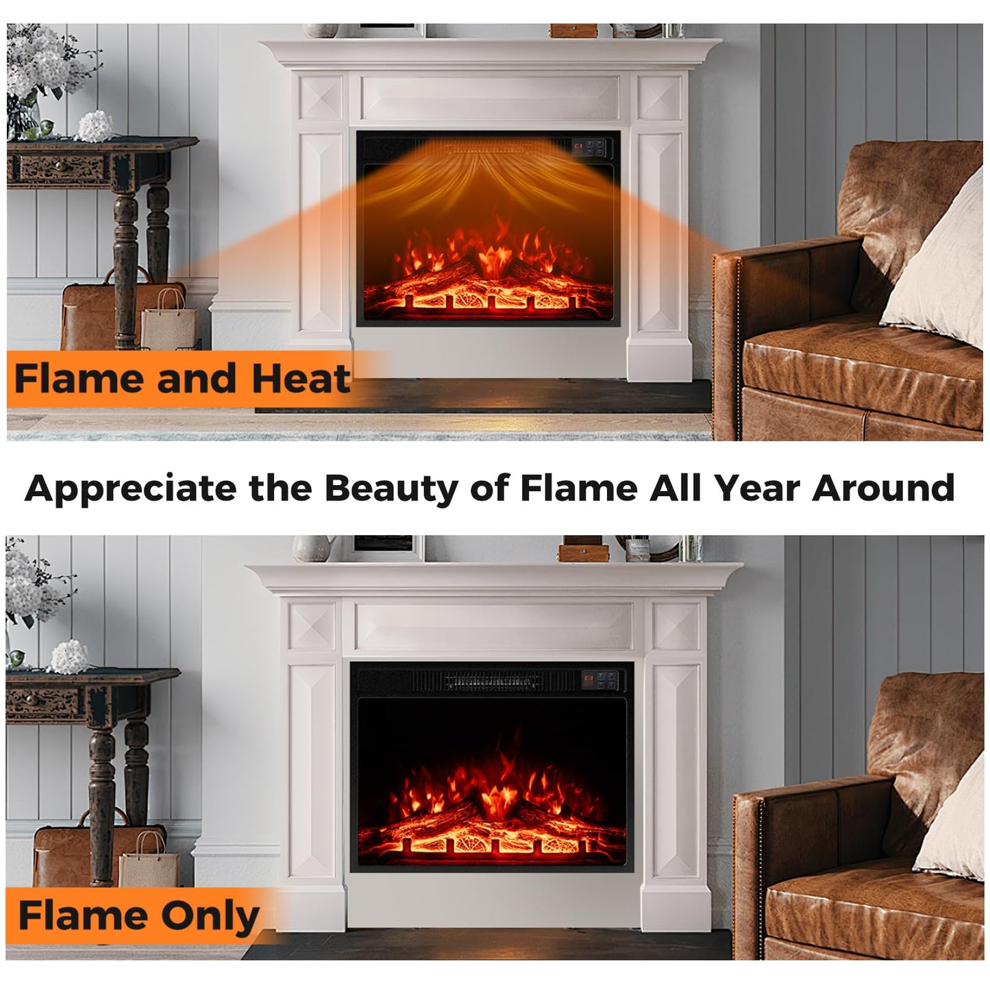 23” Electric Fireplace 750W/1500W Fireplace Insert
