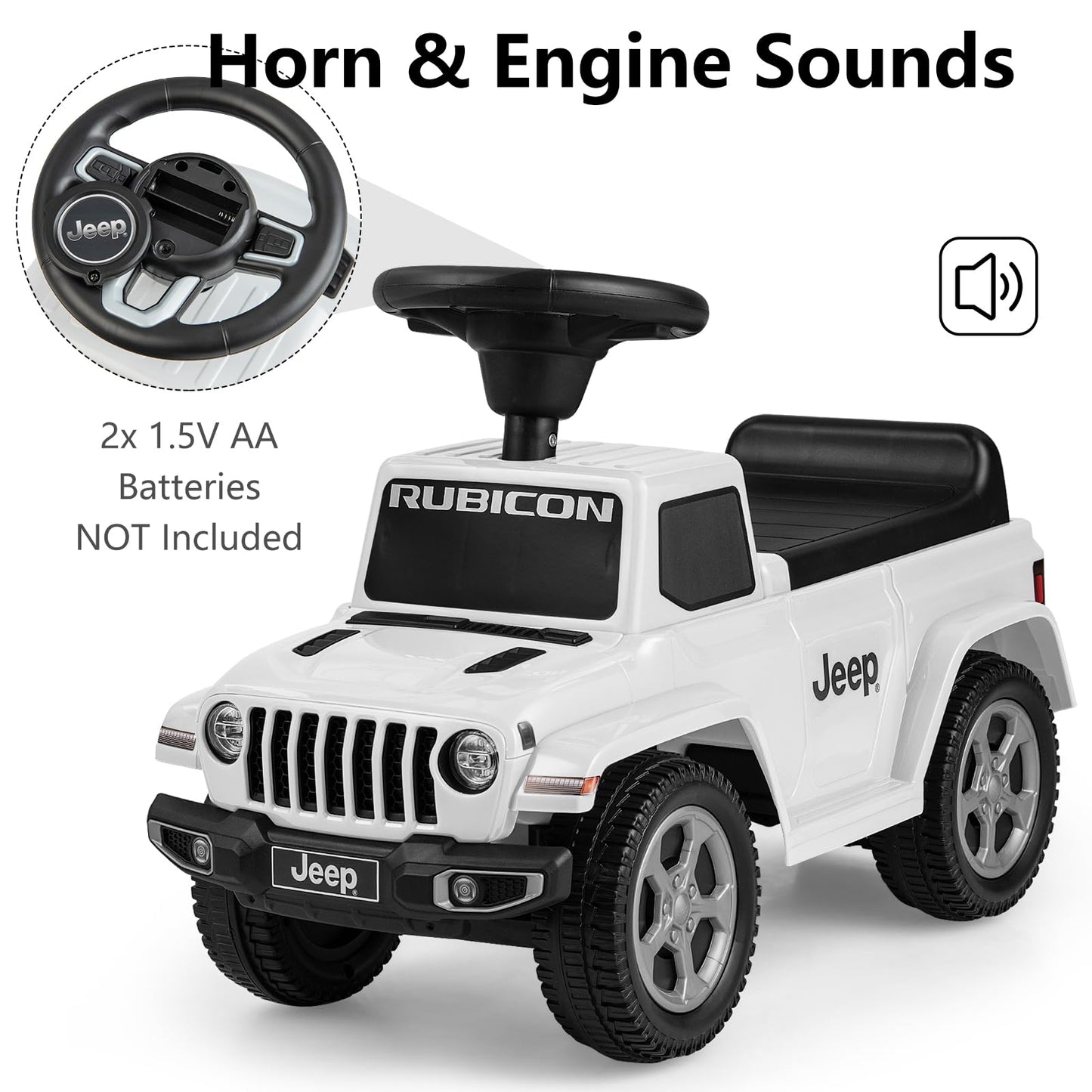 Licensed Jeep Ride On Push Car with Steering Wheel and Engine Sound for Ages 18-36 Months