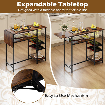 Rectangular Bar Table with RGB LED Lights, Foldable Top & Remote