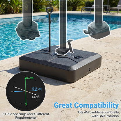 Cantilever Umbrella Base, 150kg Water or Sand Fillable Patio Weighted Umbrella Stand