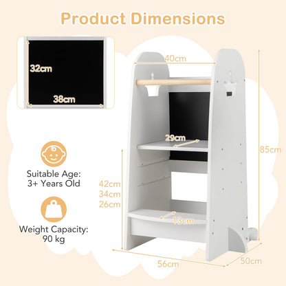 3 Heights Adjustable Kitchen Stand Helper with Double-sided Chalkboard