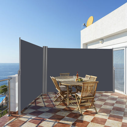 600 x 160cm Aluminium Outdoor Privacy Screen with Handle