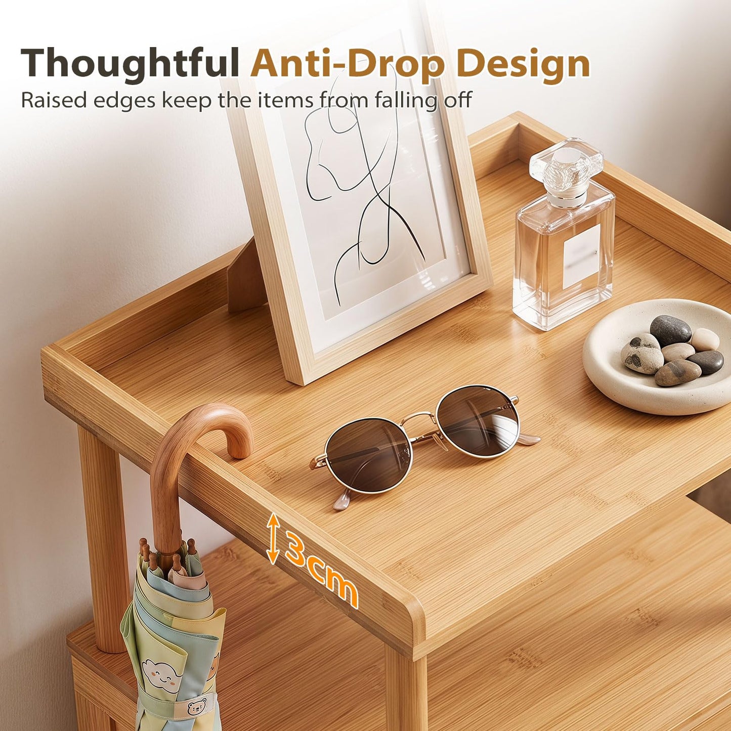 Bamboo Bedside Table, Boho Rattan Nightstand