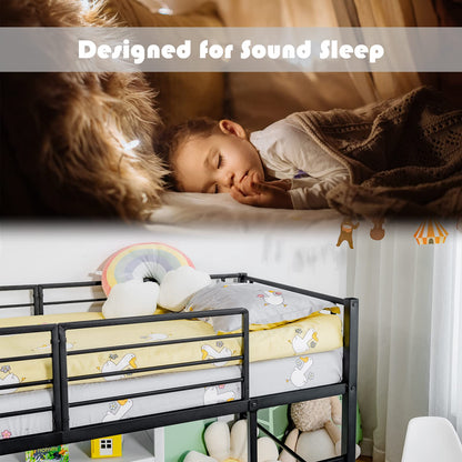 Sliding Loft Children Single Bed with Stairs and Safety Guardrails