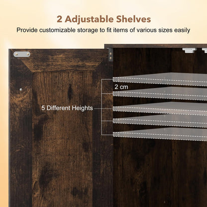 Wooden Storage Cabinet, Freestanding Buffet Sideboard with Doors & Shelves