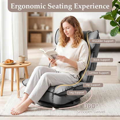 360° Swivel Floor Gaming Chair Bed, 6 Adjustable Positions