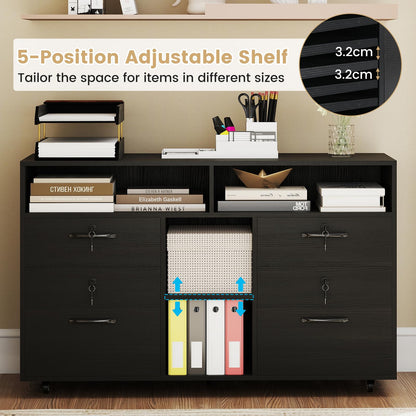 4 Drawers Mobile File Cabinet Storage Organiser Chest with Lock