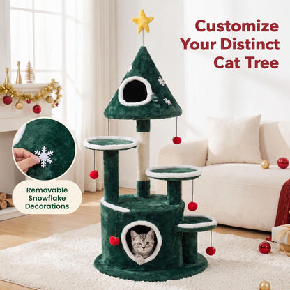 127cm Christmas Cat Tree, Multi-level Cats Activity Tree