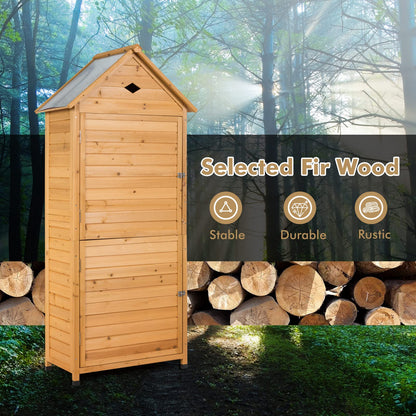 Wooden Garden Shed Tool Storage Cabinet with 5 Shelves