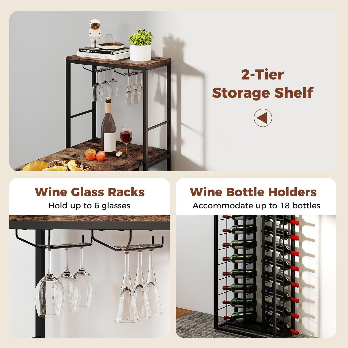 Bar Table with Foldable Tabletop for Dining Room and Living Room