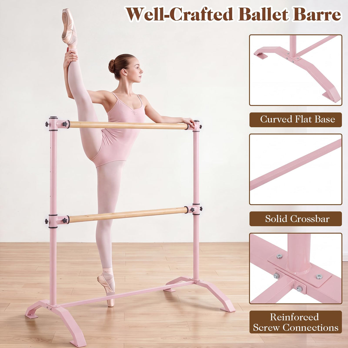 Double Ballet Barre, Freestanding Dance Stretch Bar