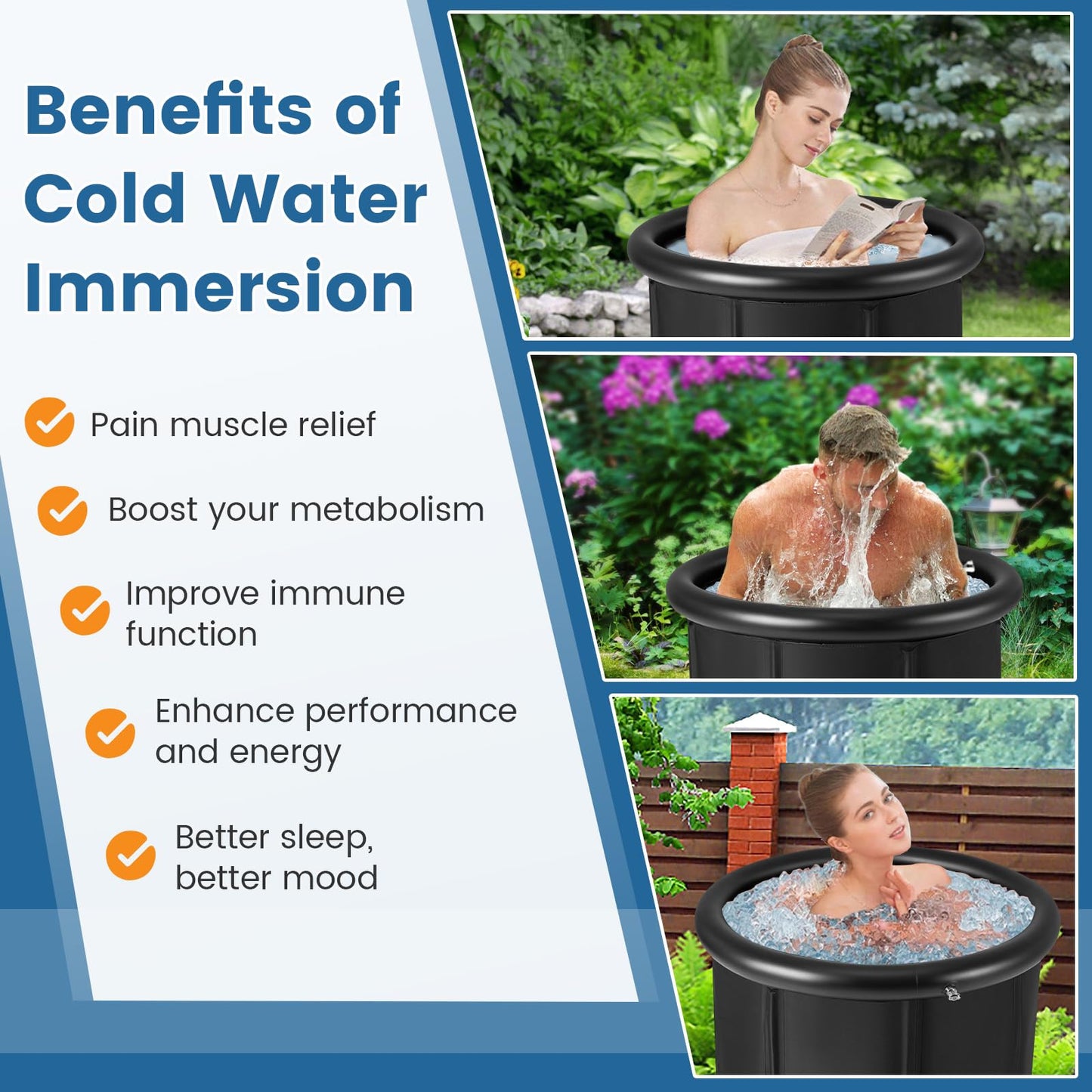 Ice Bath Tub, 400L Large Portable Outdoor Cold Plunge Pool Recovery Pod