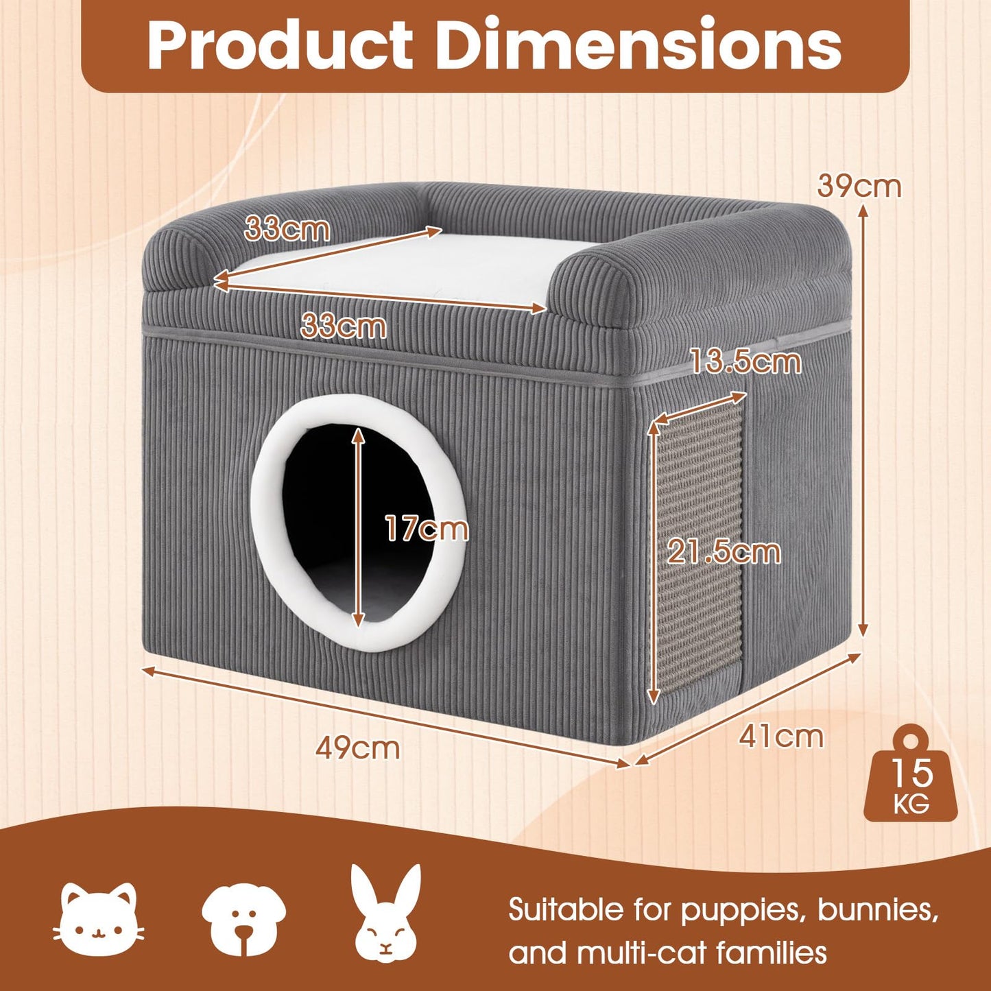 Cat House for Indoor Cats, Foldable Cat Condo